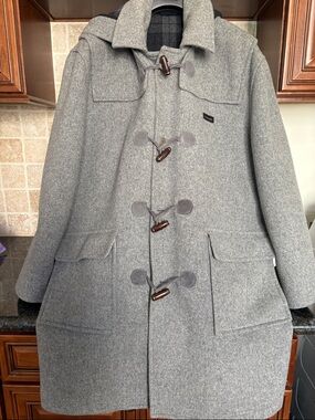 Paul & Shark Gray Wool 2 pocket, Coat with Wooden Accents